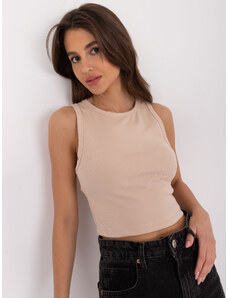 BASIC BÉŽOVÝ ŽEBROVANÝ CROP TOP -BEIGE Béžová