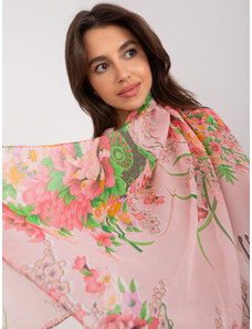 Fashionhunters Světle růžový dámský šátek s květinami