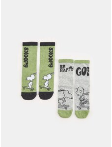Sinsay - Sada 2 párů ponožek Snoopy - olivová