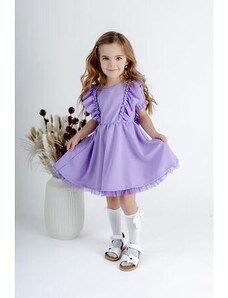 By Mini - butik Lila šaty s řasením a mašlí