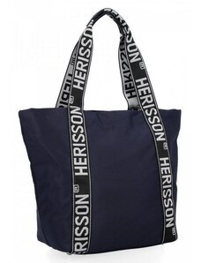 HERISSON Velká dámská nylonová shopper kabelka přes rameno HE2125 - tmavě modrá