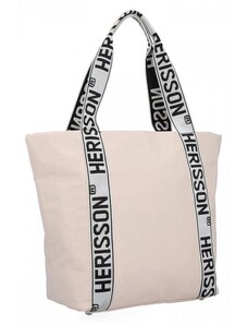HERISSON Velká dámská nylonová shopper kabelka přes rameno HE2125 - béžová