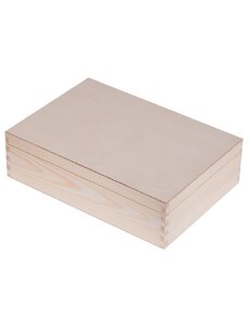 Dřevěná dárková krabička s víkem - 24 x 17,5 x 5,5 cm - přírodní