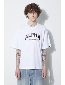 Bavlněné tričko Alpha Industries College bílá barva, s potiskem, 146501
