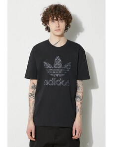 Bavlněné tričko adidas Originals černá barva, s potiskem, IS0176