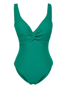 Trendyol Emerald Green V-Neck Knotted Regular Swimsuit