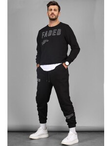 Madmext Men's Black Printed Tracksuit 4679