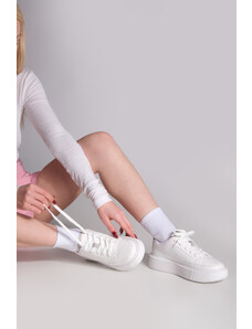 Marjin Women's Sneaker Thick Sole Sports Shoes Domen White