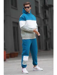 Madmext Petrol Blue Men's Hooded Tracksuit 5926