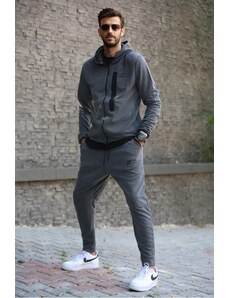 Madmext Anthracite Printed Regular Fit Men's Tracksuit Set