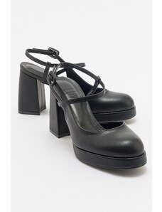 LuviShoes CAPE Black Skin Women's Platform Heeled Shoes