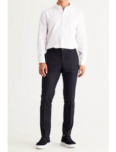 ALTINYILDIZ CLASSICS Men's Navy Blue Slim Fit Slim Fit Side Pockets Elastic Waist Classic Fabric Trousers