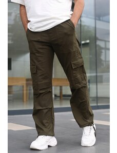 Madmext Khaki Wide Leg Cargo Pocket Men's Trousers 6826