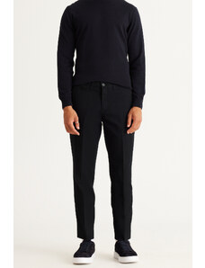 ALTINYILDIZ CLASSICS Men's Black Comfort Fit Relaxed Fit Side Pocket Flexible Dobby Trousers