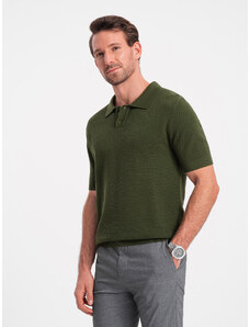 Ombre Men's structured knit polo shirt - olive