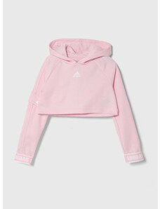 Dětská mikina adidas růžová barva, s kapucí, hladká