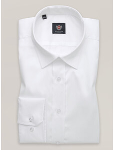 Willsoor Pánská elegantní bílá košile slim fit s límečkem na skryté knoflíčky 16592
