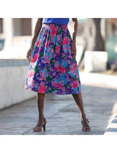 Blancheporte Midi sukně s potiskem květin modrá/růžová 34/36