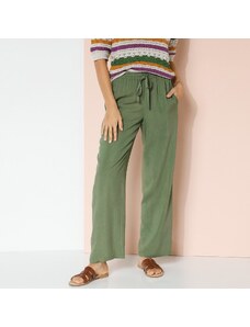 Blancheporte Jednobarevné široké kalhoty z viskózy zelená 38