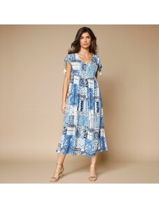 Blancheporte Polodlouhé šaty s potiskem modrá/bílá 40
