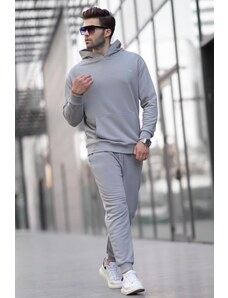 Madmext Painted Gray Hooded Basic Tracksuit 5928