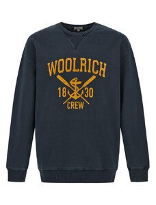 MIKINA WOOLRICH NAVY LOGO CREWNECK