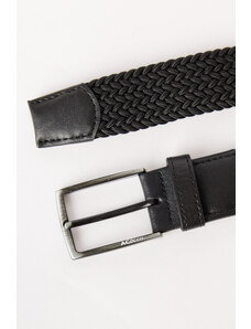 AC&Co / Altınyıldız Classics Men's Black Casual Faux Leather Knitted Jean Denim Belt