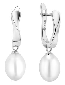 Gaura Pearls Stříbrné náušnice s bílou perlou Lia, stříbro 925/1000