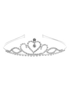 Camerazar Dekorativní Tiara Diadém s Crystal Crown Ornamentem, cínový drátek, délka 13 cm