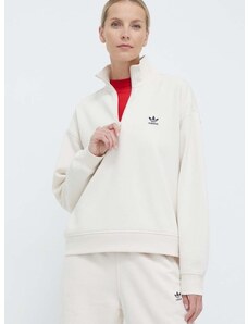 Mikina adidas Originals Essentials Halfzip Sweatshirt dámská, béžová barva, hladká, IR5940
