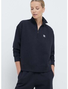 Mikina adidas Originals Essentials Halfzip Sweatshirt dámská, černá barva, hladká, IU2711