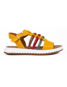 Guero Dámské žluté sandály s barevnými řemínky