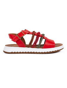 Guero Dámské červené sandály s barevnými řemínky