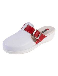 Buxa MED20 Dámská zdravotní obuv bílá s červeným páskem přes nárt