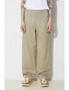 Bavlněné kalhoty Universal Works Fatigue Pant béžová barva, jednoduché, 132.STONE