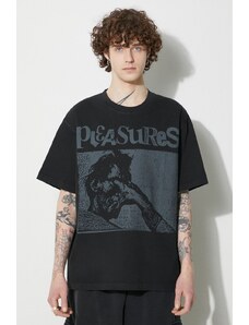 Bavlněné tričko PLEASURES Gouge Heavyweight Shirt černá barva, s potiskem, P23W039.BLACK
