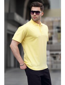 Madmext Men's Yellow Polo Neck Basic T-Shirt 6126