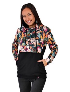 Barrsa Dámská mikina skate s kapucí na zip flower / Black 648-4665