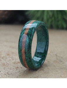 Woodlife Malachitový prsten s olivou
