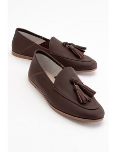 LuviShoes F04 Brown Skin Genuine Leather Shoes