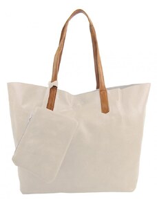 INT. COMPANY Barebag Velká krémová shopper dámská taška s crossbody uvnitř