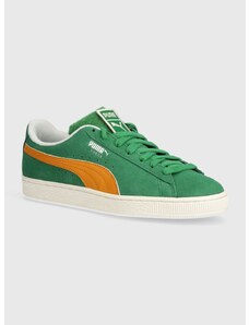 Semišové sneakers boty Puma Suede Patch zelená barva, 395388