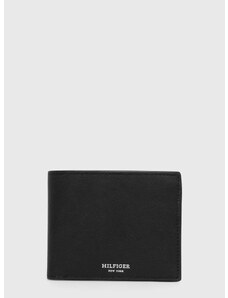 Kožená peněženka Tommy Hilfiger černá barva, AM0AM12196