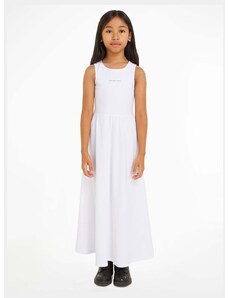 Dívčí šaty Calvin Klein Jeans bílá barva, maxi