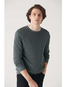 Avva Men's Nefti Crew Neck Textured Cotton Regular Fit Knitwear Sweater