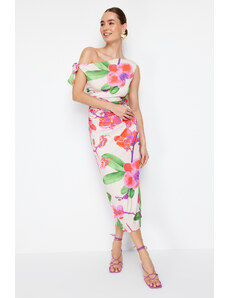 Trendyol Limited Edition Multicolor Floral Printed Knitted Maxi Stretch Dress