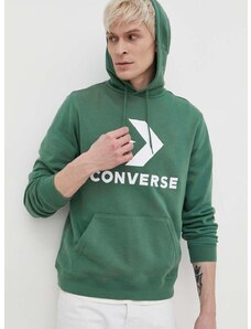 Mikina Converse zelená barva, s kapucí, s potiskem