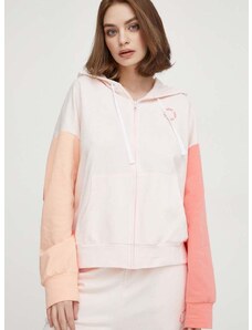Mikina Dkny růžová barva, s kapucí, YI10002