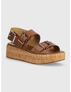Kožené sandály MICHAEL Michael Kors Colby dámské, hnědá barva, na platformě, 40S4COFS1L