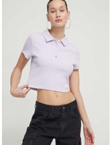 Polo tričko Tommy Jeans fialová barva